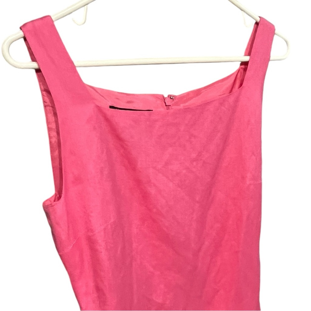 Cynthia Howie Vintage Bubblegum Pink Linen Square Neck Sleeveless Dress-Size 8 - Picture 5 of 12